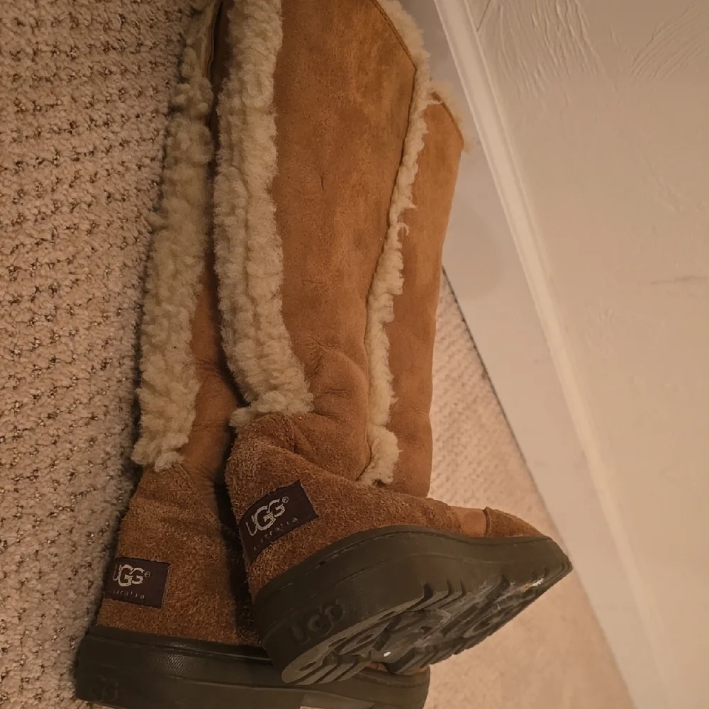 Women's Tan Shearling Boots - Picture 2 of 8